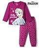 Babyhug Disney Single Jersey Knit Full Sleeves T-Shirt & Pyjama Night Suit with Elsa Graphics - Purple
