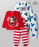 Babyhug Disney Single Jersey Knit Full Sleeves  Mickey Mouse Printed Pyjama Night Suit Pack of 2 - Multicolour
