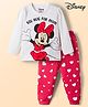 Babyhug Disney Single Jersey Knit Full Sleeves T-Shirt & Pyjama Night Suit With Minnie Mouse Graphic - Red