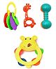 Yamama Baby Rattles & Teether Toys Set (Pack of 4) for babies, Sensory Development, Lightweight Easy Grip Rattles for Babies Boys & Girls,  (Color May Vary)