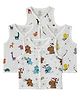 The Boo Boo Club  Muslin Woven Pack Of 4 Sleeveless Animals Printed Jhablas - Multi Colour