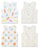 The Boo Boo Club Muslin Woven Pack Of 4 Sleeveless Fruits & Polka Dots Printed Jhablas - Multi Colour