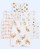 The Boo Boo Club Muslin Woven Pack Of 4 Sleeveless Checked & Hearts Printed Jhablas - Multi Colour
