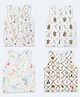 The Boo Boo Club Muslin Woven Pack Of 4 Sleeveless Unicorn & Floral Printed Jhablas - Multi Colour