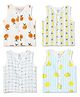 The Boo Boo Club Muslin Woven Pack Of 4 Sleeveless Striped & Checked Jhablas - Multi Colour