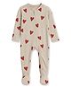 Cocoon Care Bamboo Knit Full Sleeves Heart Printed Sleepsuit  - Beige