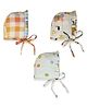 Cocoon Care Bamboo Cotton Knit Pack Of 3 Checks Floral & Butterfly Printed Caps - Multi Colour