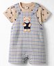 ToffyHouse Cotton Woven Half Sleeves Nautical Theme Printed Dungaree With Tee Set - Beige