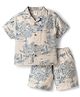 ToffyHouse Cotton Woven Half Sleeves Printed Co-Ord Shirt & Shorts - Beige