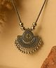 Jewelz Oxidised Silver Fan Pendant Necklace