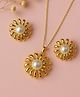 Jewelz Gold-Toned Flower Pendant Necklace & Earrings Set with Pearl Center