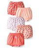 Honeyhap Premium 100% Cotton Knit Floral Printed Bloomers Pack of 5 - Peach & White