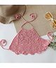 Woonie Cotton Hand Knitted Sleeveless Solid Crochet Top - Light Pink