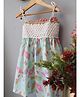 Woonie Cotton Hand Knitted Sleeveless Crochet & Floral Applique Detailed Dress - Green