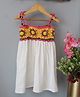 Woonie Cotton Hand Knitted Sleeveless Floral Detailed Crochet Dress - White