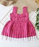 Woonie Cotton Knit Sleeveless Floral Designed Crochet Dress - Pink