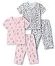 OHMS Single Jersey Knit Half Sleeves Cactus Printed Co-Ords T-Shirt Pyjama Night Suit Pack of 2 - Pink & Grey