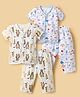 OHMS Single Jersey Knit half Sleeves Elephant & Bear Printed Co-Ords T-Shirt & Pyjama Night Suits Pack Of 2 - Multicolor