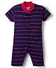 Kidi Wav Half Sleeves Striped Romper - Red