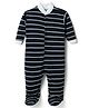 Kidi Wav Full Sleeves Striped Footed Romper - Navy Blue