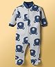 Kidi Wav Full Sleeves Teddy Bear Face Printed Footed Romper - Cream