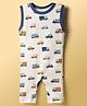 Kidi Wav Sleeveless Cars Printed Romper - White