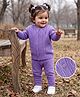 Babyhug Knit Full Sleeves Sweater Set with Cable Knit Design - Purple