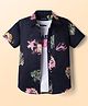 Pine Kids Cotton Woven Half Sleeves Printed Shirt With T-Shirt - Blue
