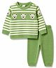 Babyhug Knit Full Sleeves Striped Sweater Set With Bear Design - Green