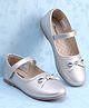 Pine Kids Slip On Ballerina With Bow Applique - Sliver