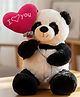 Tickles 25 cm Cute Panda with I Love You Heart Balloon Soft Stuffed Plush Animal Toy for Boys & Girls, Wife & Husband Valentine Gift - Black & White