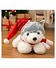 Tickles 28 cm Christmas Husky Dog with Merry X Mas Hat & Scarf Soft Stuffed Plush Animal Toy for Kids Boys & Girls Birthday Gift - White & Grey