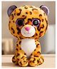 Tickles 20 cm Cute Sitting Leopard Glitter Eyes Soft Stuffed Plush Animal Toy for Kids Boys & Girls Birthday Gift - Orange