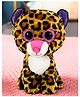 Tickles 20 cm Cute Sitting Cheetah Glitter Eyes Soft Stuffed Plush Animal Toy for Kids Boys & Girls Birthday Gift - Brown