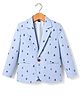 Rikidoos Cotton Woven Full Sleeves Trees Printed Blazer - Light Blue