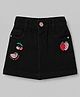 Babyhug Denim Mid Thigh Tropical Theme Embroidered Skirt With Stretch - Black