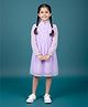 Kiddopanti Woven Full Sleeves Frill Detailed Abstract Embroidered Dress - Lilac