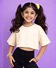 Kiddopanti Cotton Knit Half Sleeves Solid Crop Tee - Off White