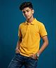 Kiddopanti Cotton Knit Half Sleeves Solid Polo Tee - Yellow