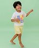 A Toddler Thing Cotton Knit Half Sleeves Tropical Theme Printed Tee & Shorts Set - Yellow