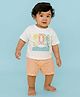 A Toddler Thing Cotton Knit Half Sleeves Tropical Theme Printed Tee & Shorts Set - Orange