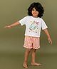 A Toddler Thing Cotton Knit Half Sleeves Floral & Leaves Printed Tee & Shorts Set - Orange