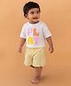 A Toddler Thing Cotton Knit Half Sleeves Play Text Printed Tee & Shorts Set - Yellow