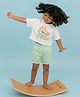 A Toddler Thing Cotton Knit Half Sleeves Floral & Turtle Printed Tee & Shorts Set - Green