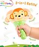 Intellibaby Tiny Tails Monkey Handheld Rattle for Infants | Soft Animal Plush Toy Squeeze Handle for Squeaky Sound Sensory & Motor Skills Baby Safe Paediatrician Approved BIS Approved - Multicolor