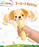 Intellibaby Tiny Tails Dog Handheld Rattle for Infants | Soft Animal Plush Toy  Squeeze Handle for Squeaky Sound Sensory & Motor Skills Baby Safe | Paediatrician Approved BIS Approved - Multicolor