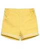 MINI KLUB Cotton Blend Woven Ric Rac Lace Embellished & Buttons Detailed Shorts - Yellow