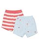 MINI KLUB Cotton Knit Pack Of 2  Sea Theme Printed & Striped Shorts - Red & Blue