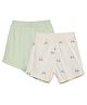 MINI KLUB Cotton Knit Pack Of 2  Tractor Printed & Solid Shorts - Green & White