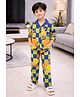 POP STREET KIDS Cotton Blend Woven Full Sleeves Checked & Smiley Printed Coordinating Shirt & Pajama Night Suit - Blue